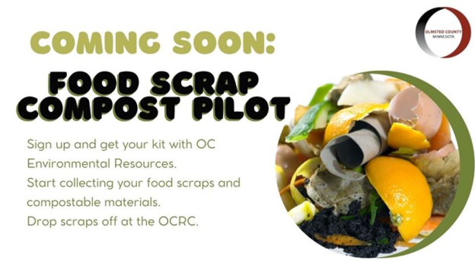 Graphic promoting the food scrap composting pilot
