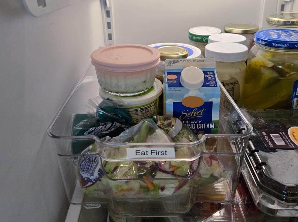 Food to eat first in the fridge